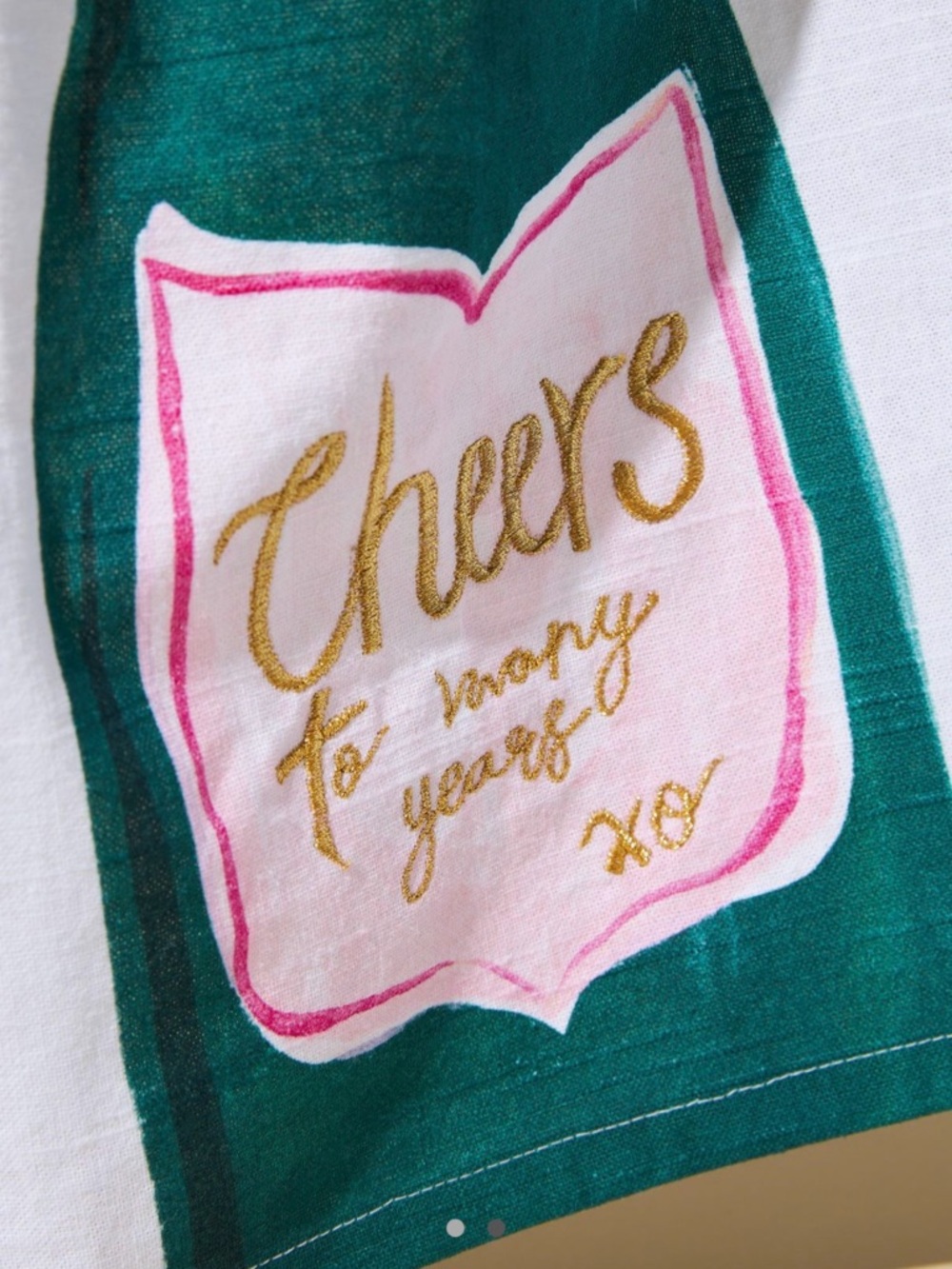 Cheers to Many Years Anthropologie Tea Towel NWT - Picture 2 of 4